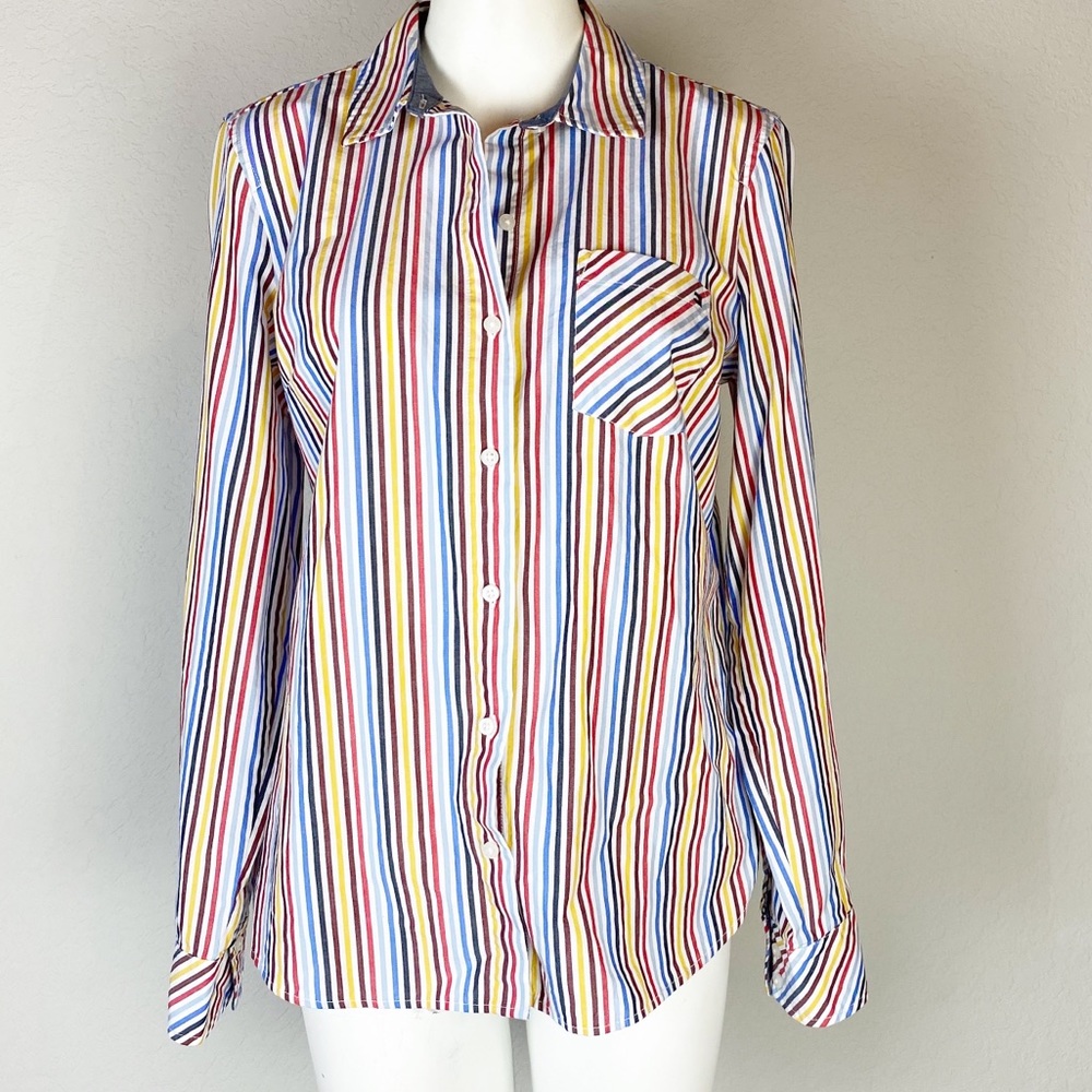 Tommy Hilfiger Striped Button Down Top Shirt Small